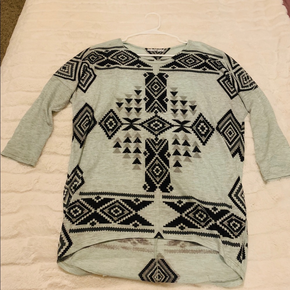 Sweater Tribal Aztec Small Green Blue Aqua Teal